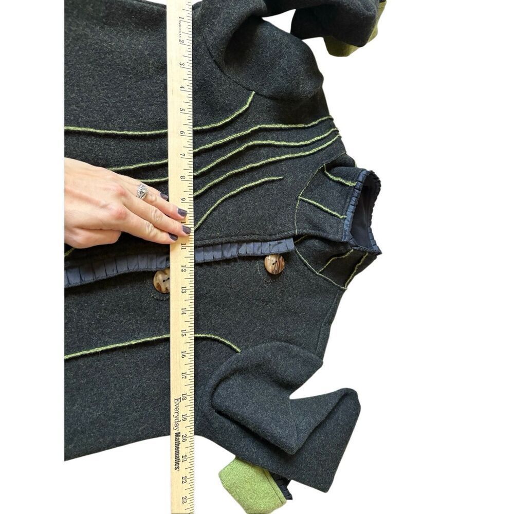 Icelandic Design Hepburn Wool Jacket Size S Green Button Front - Picture 6 of 14